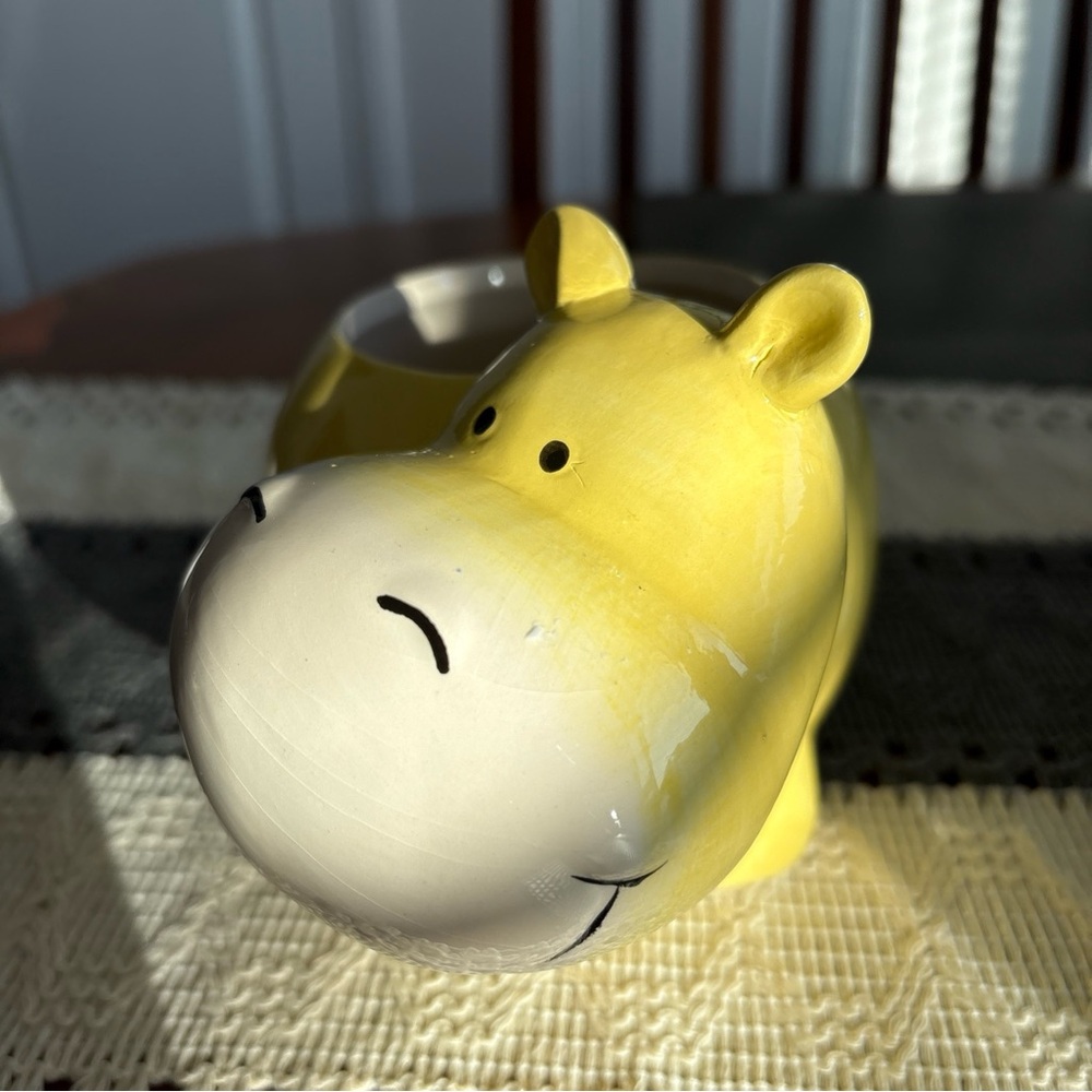 Yellow Hippo Ceramic Planter - Picture 3 of 7